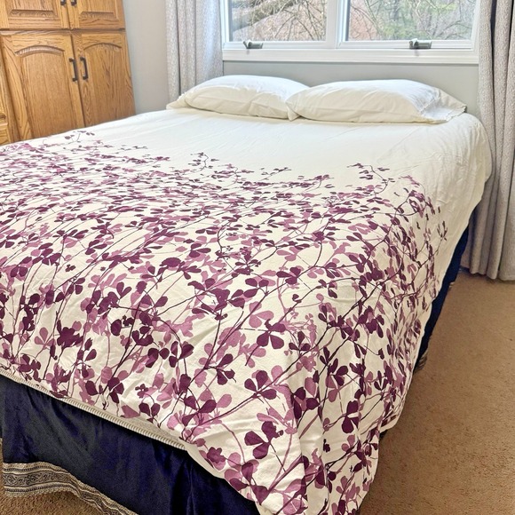 Ikea Duvet Cover Size F/Q White Purple Leaf Vines Cotton Cottage Country‎ - Picture 1 of 12